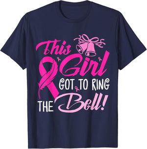 This Girl Got To Ring The Bell Grad Gift Breast Cancer T-Shirt - T-Shirt | Navy