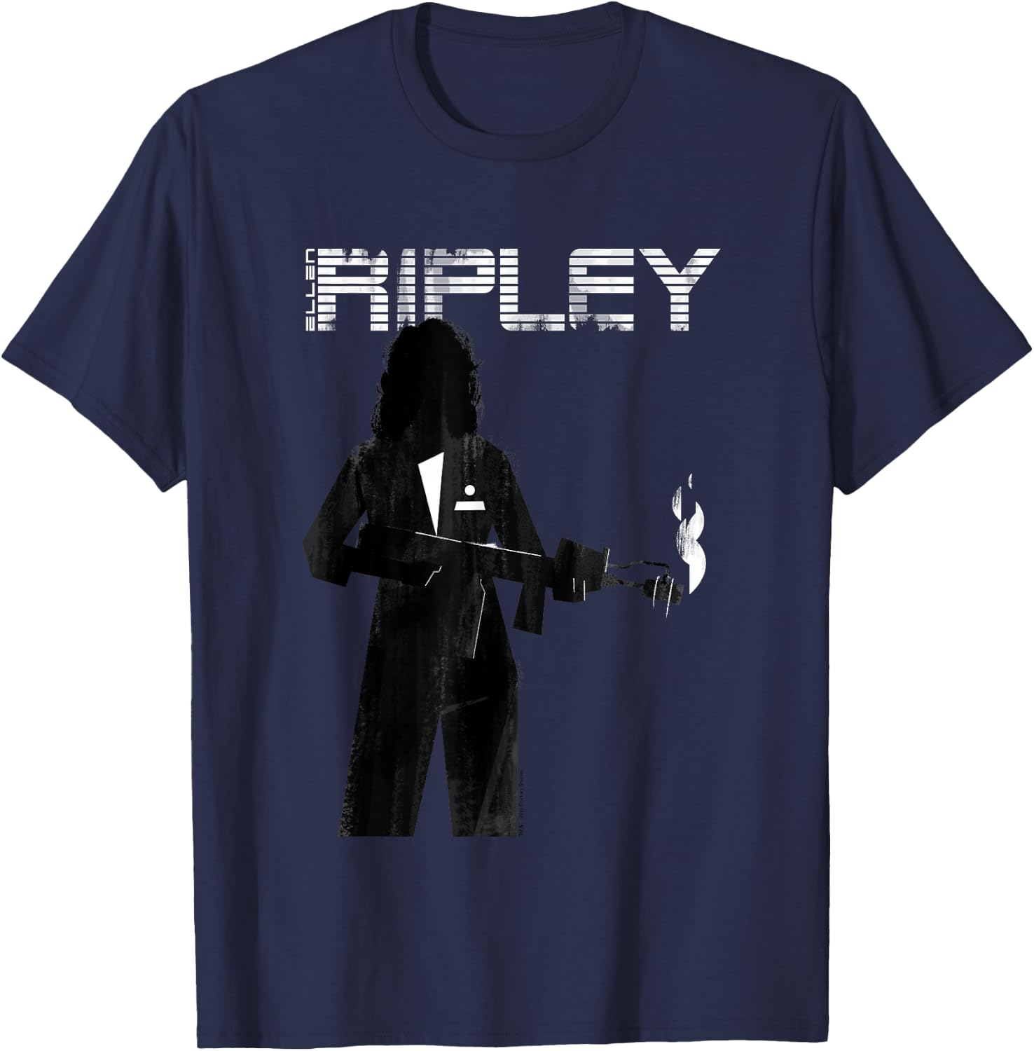 Aliens Iconic Strong Ellen Ripley Retro Silhouette Portrait T-Shirt - T-Shirt | Navy