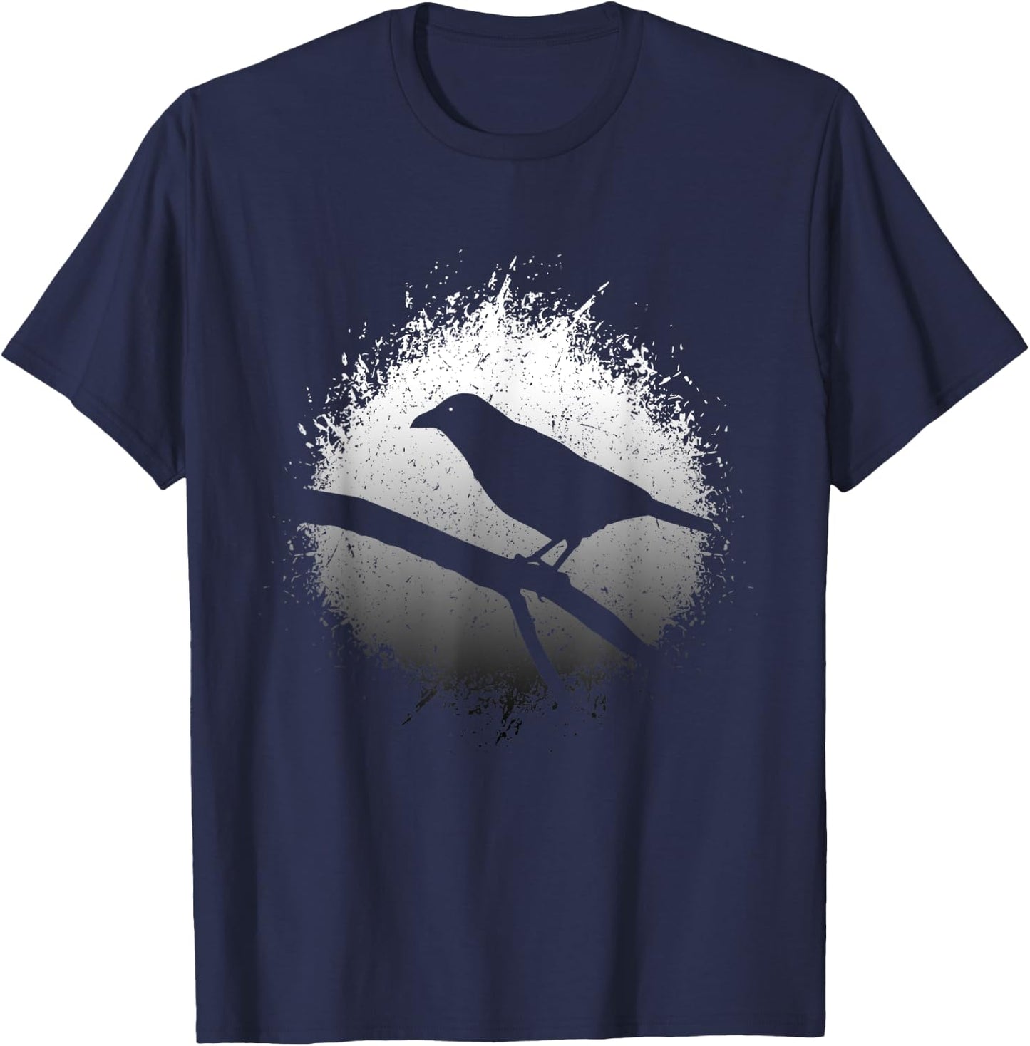 Black Raven Crow Gothic Bird Silhouette T-Shirt - T-Shirt | Navy