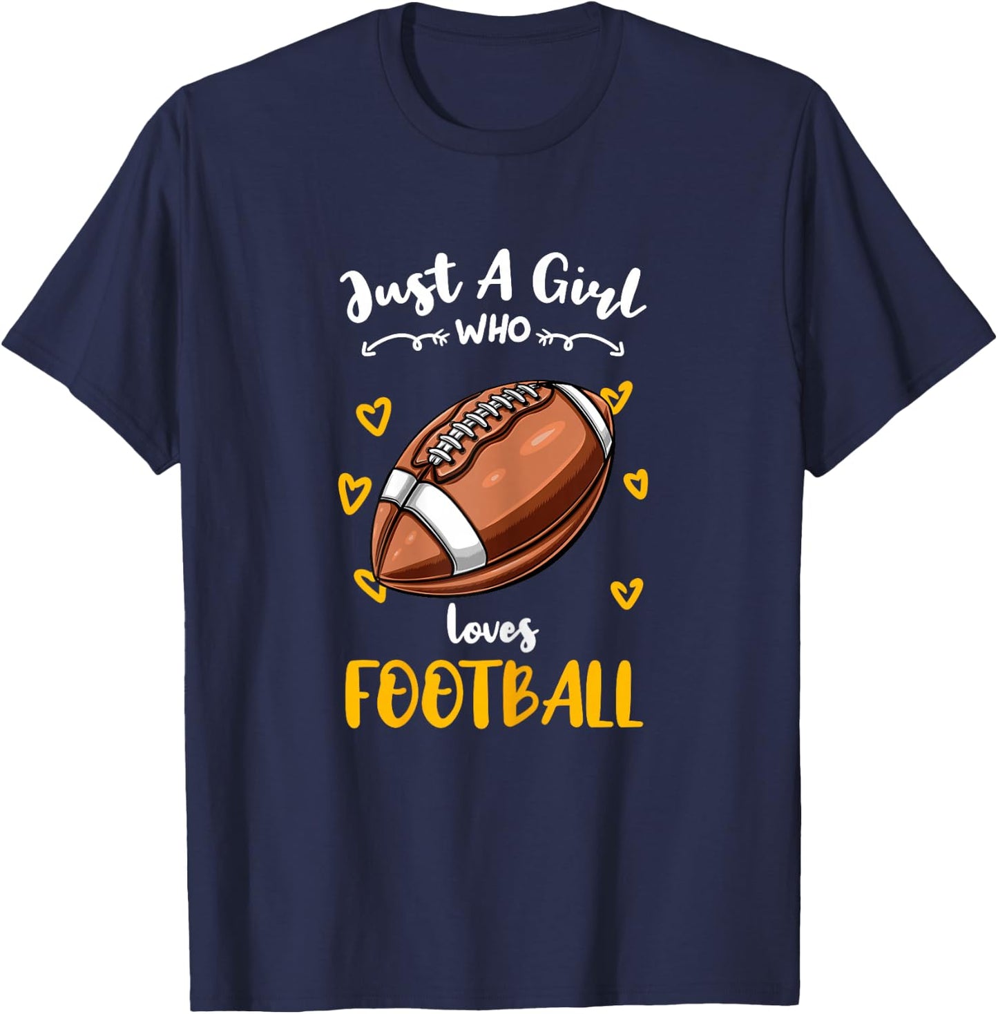 Just A Girl Who Loves Football T-Shirt - T-Shirt | Navy