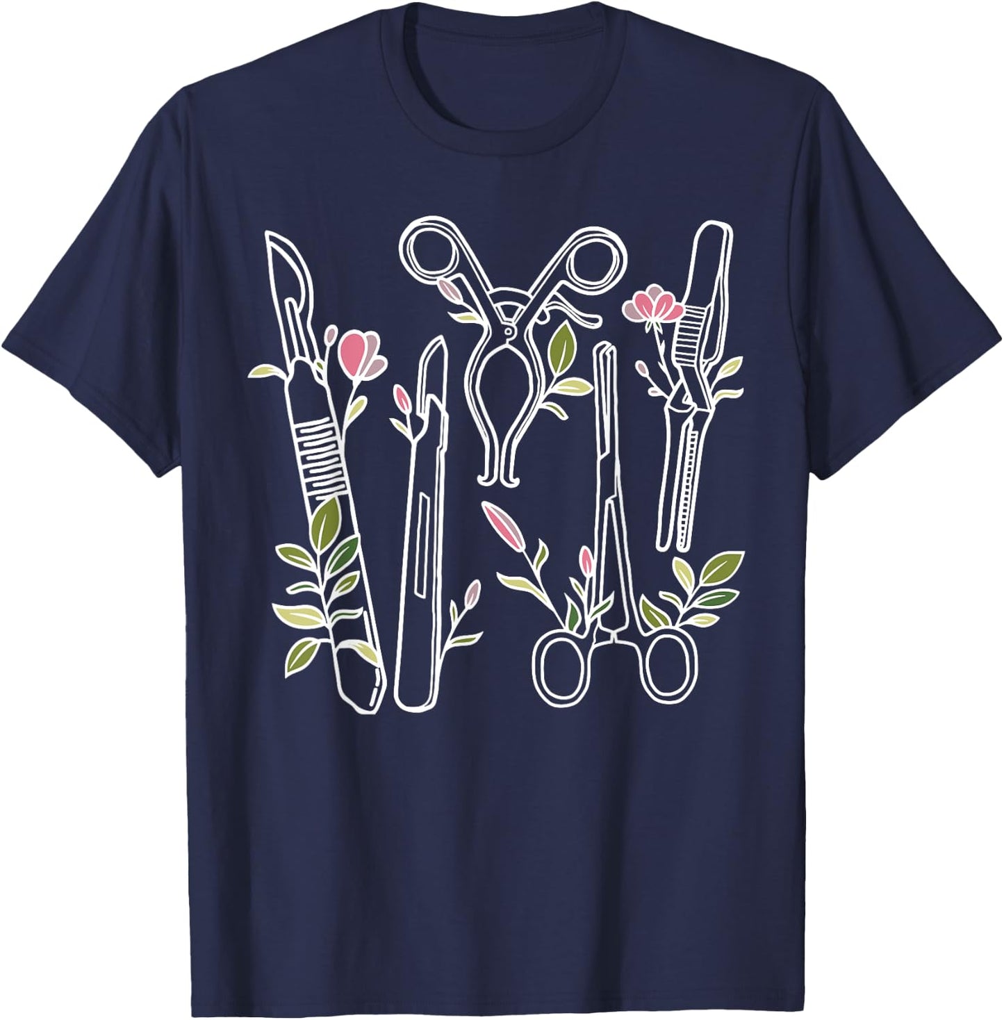 Floral Surgical Tech Surgery Medical Med School Graduation T-Shirt - T-Shirt | Navy
