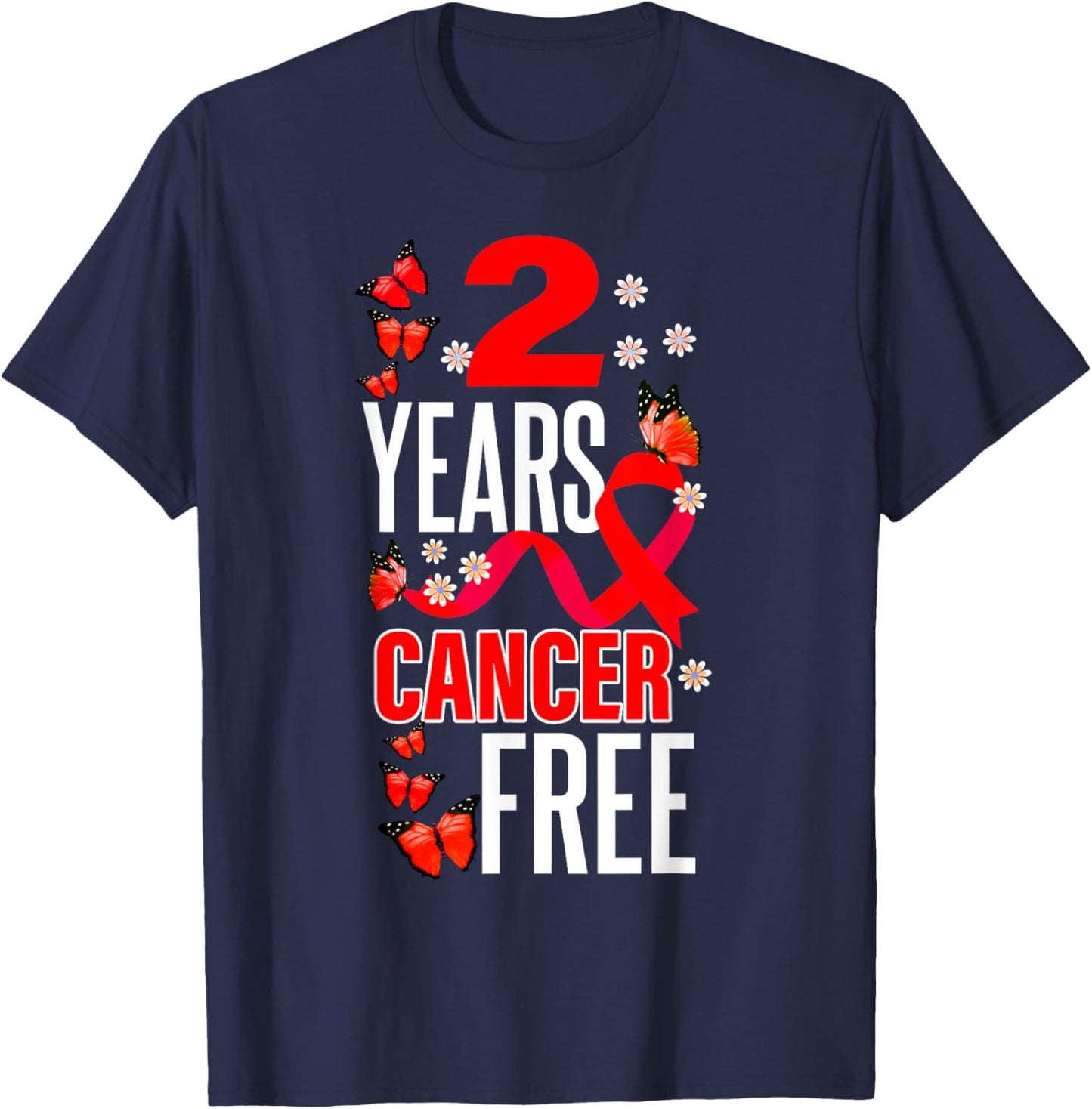 2 Year Cancer Free For Throat Cancer Awareness T-Shirt - T-Shirt | Navy