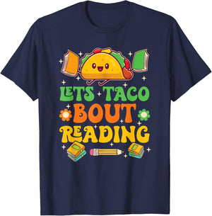Lets Taco Bout Reading Back To School Science Teacher Groovy Men Women T-Shirt - T-Shirt | Navy