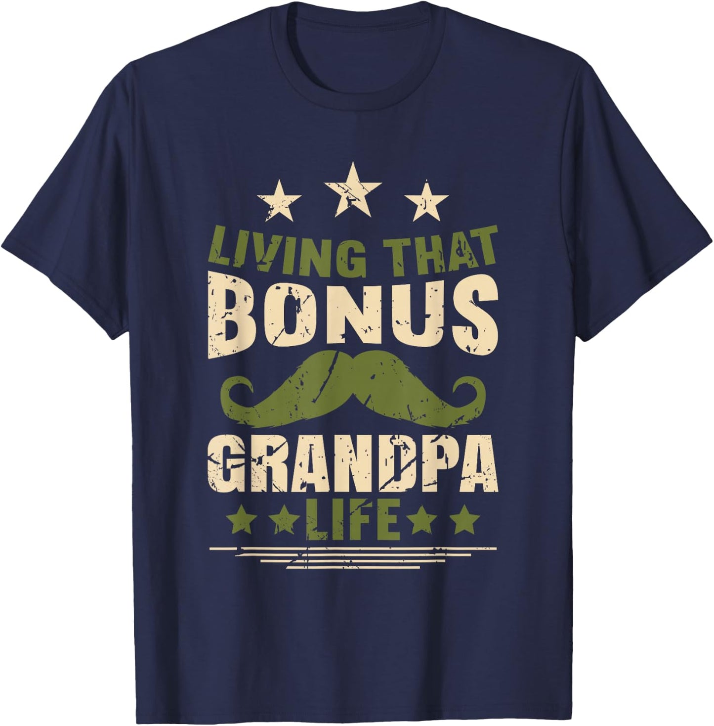 Bonus Grandpa Grandfather Step Grandpa Fathers Day T-Shirt - T-Shirt | Navy