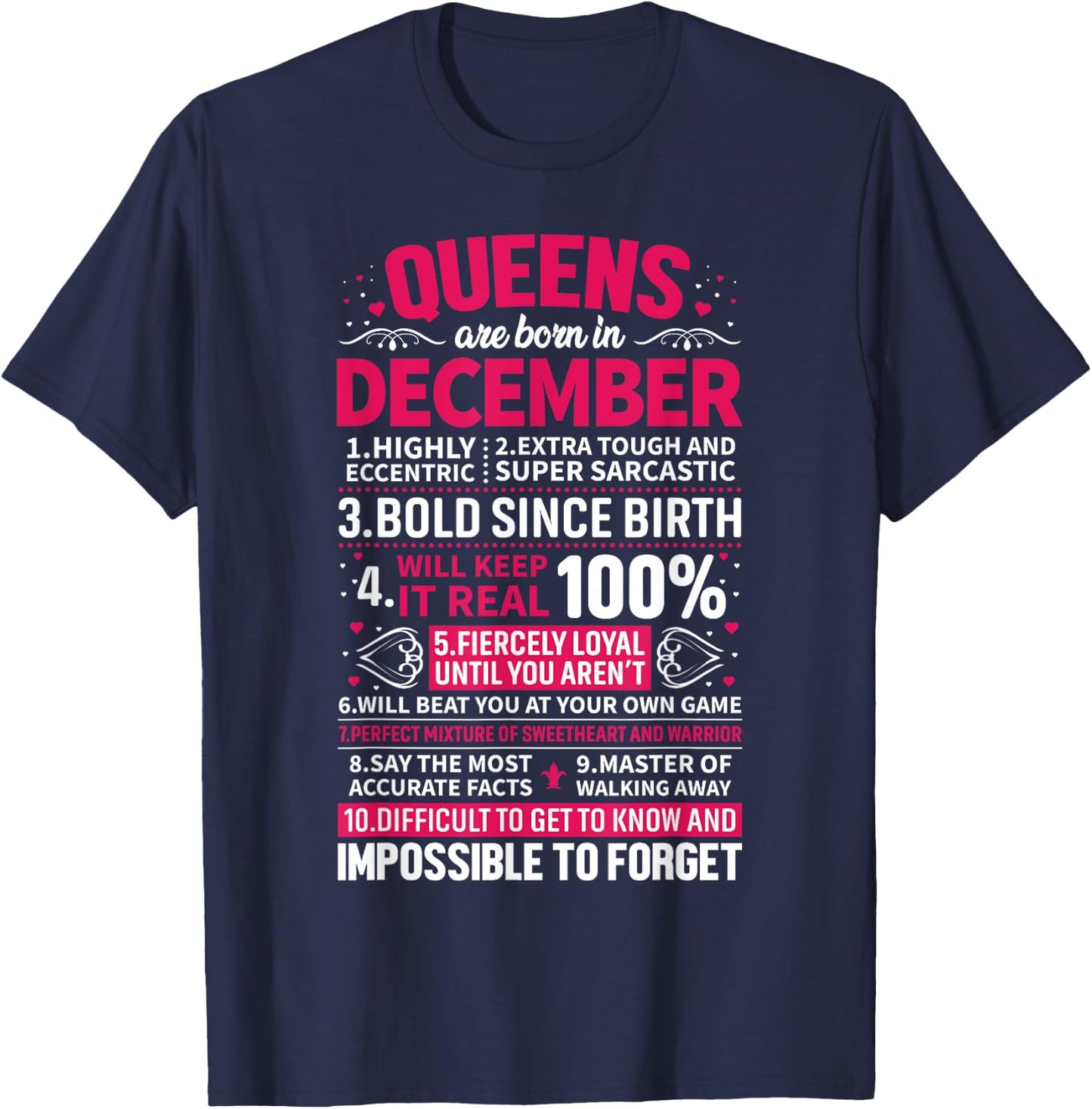 Queens Are Born in December T-Shirt - T-Shirt | Navy