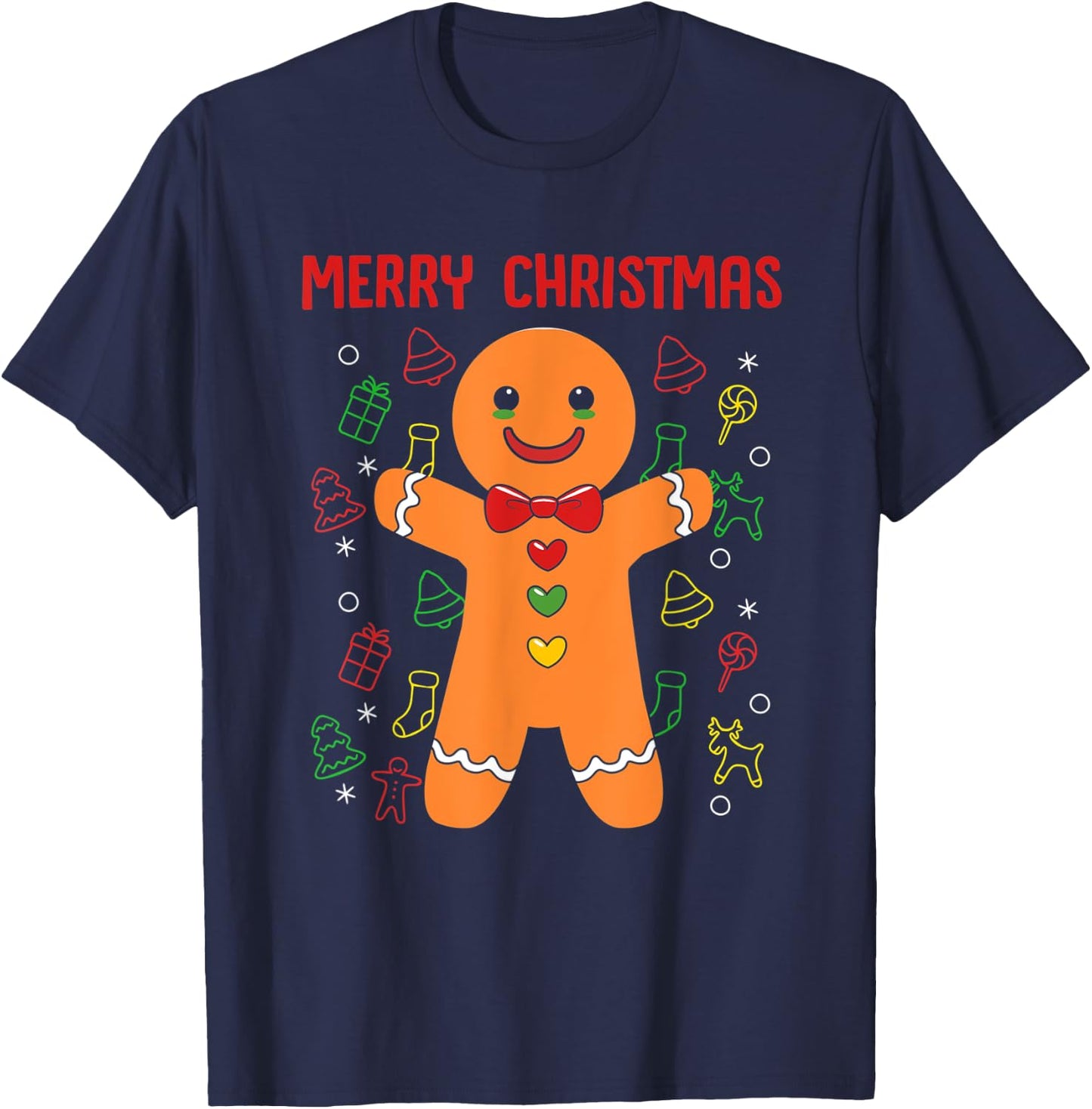 Gingerbread Merry Christmas T-Shirt - T-Shirt | Navy