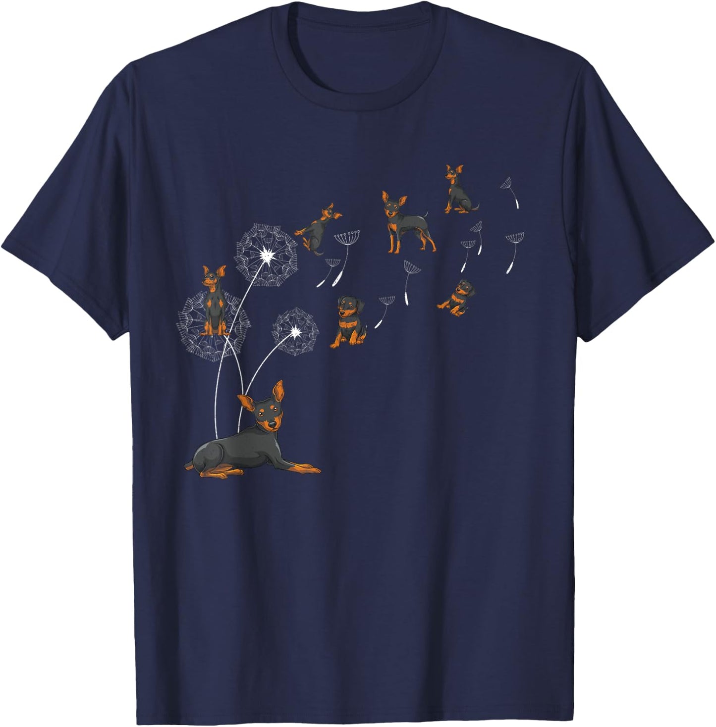 Dandelion Miniature Pinscher Min Pin Dog Lover Min Pinscher T-Shirt - T-Shirt | Navy