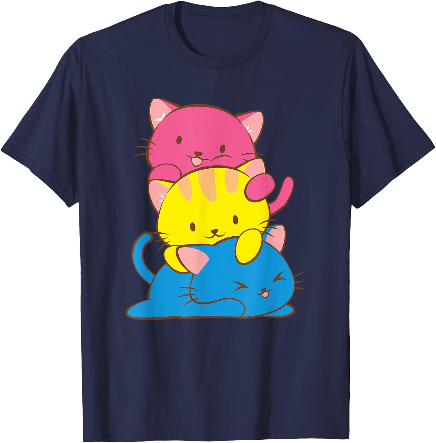 Pansexual Kawaii Cat Anime Art Cute Pan Pride Small T-Shirt - T-Shirt | Navy