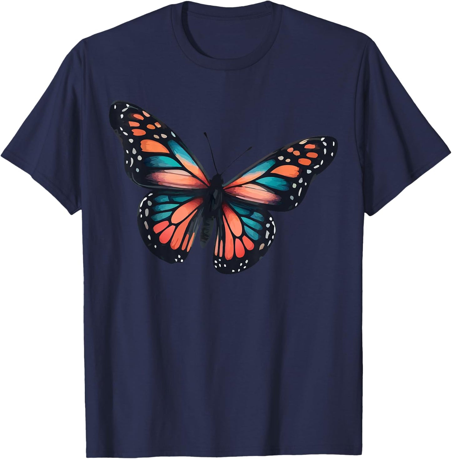 Monarch Butterfly Flower T-Shirt - T-Shirt | Navy