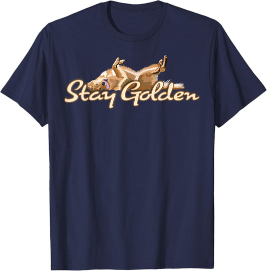 Golden Retriever "Stay Golden" T-Shirt - T-Shirt | Navy