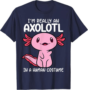 I'm Really an Axolotl in a Human Costume Kids Halloween T-Shirt - T-Shirt | Navy