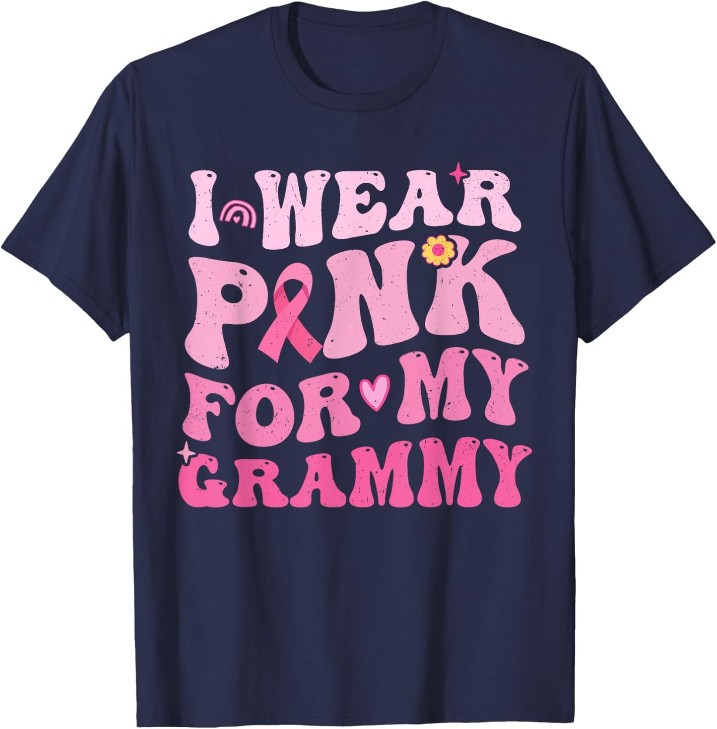 I Wear Pink For My Grammy Breast Cancer Grandma Kids T-Shirt - T-Shirt | Navy