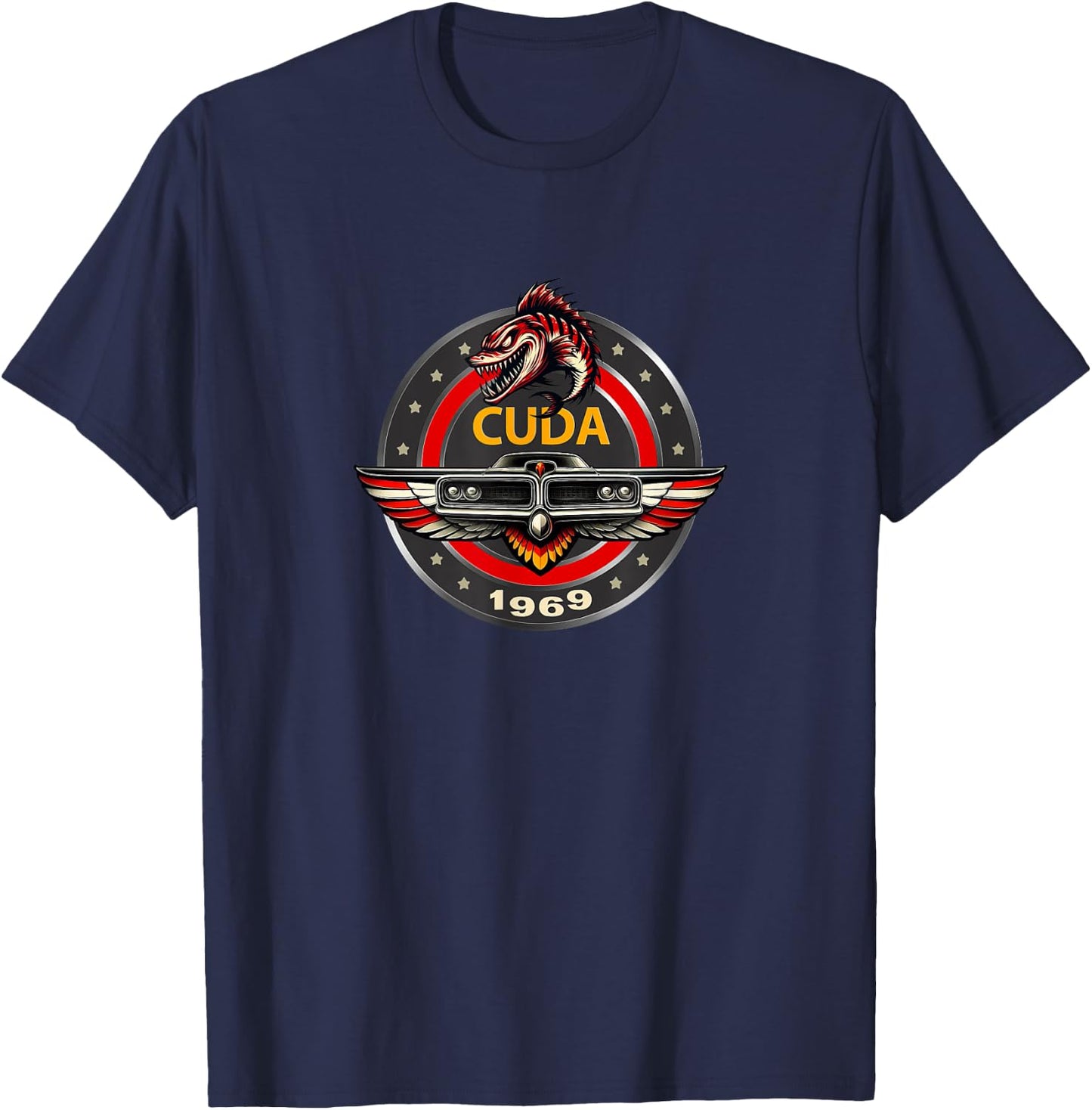 Vintage 1969 Cuda Badge Emblem Classic American Muscle Car T-Shirt - T-Shirt | Navy