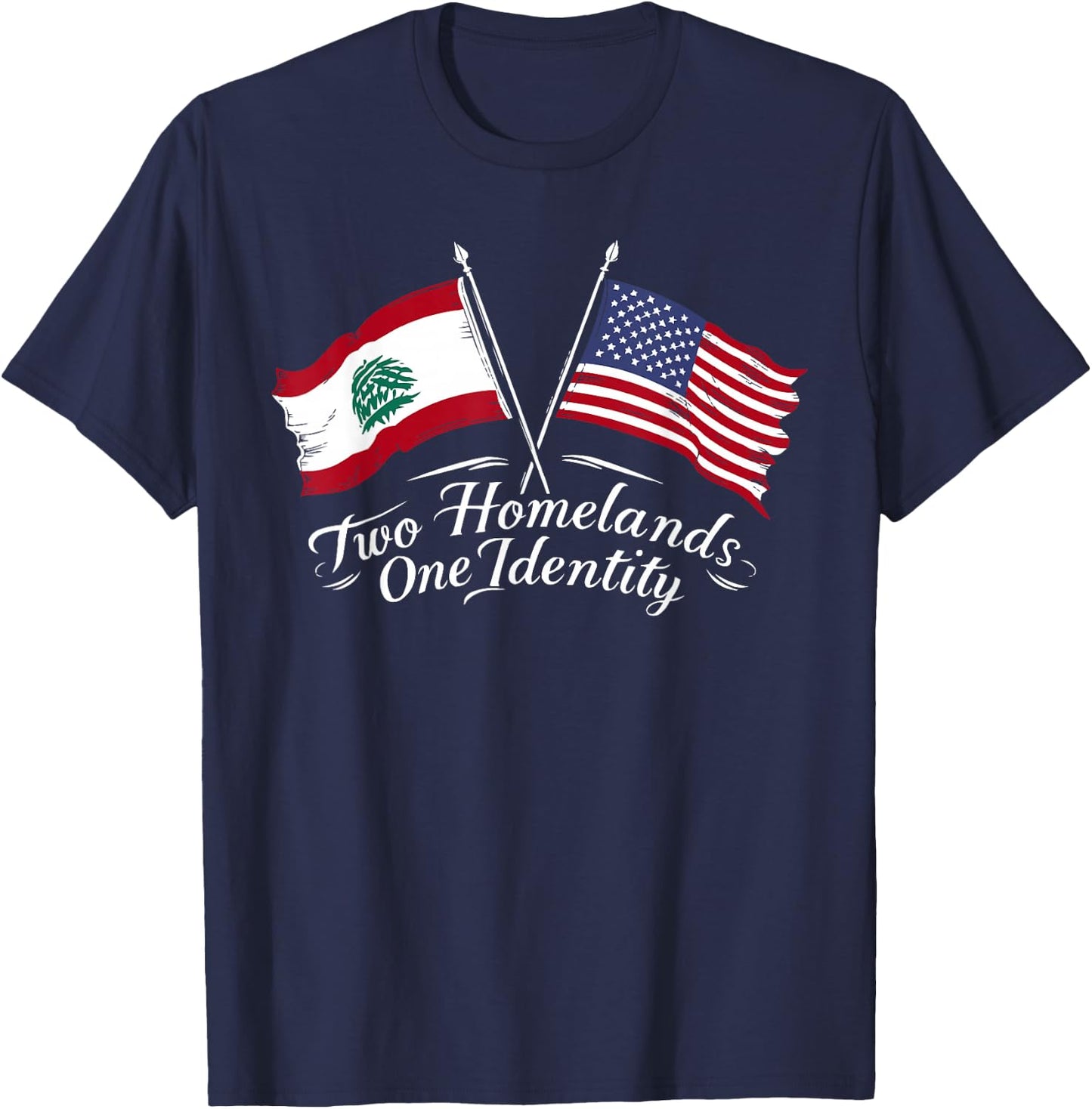 Half Lebanese Half American USA Flag Lebanon America T-Shirt - T-Shirt | Navy