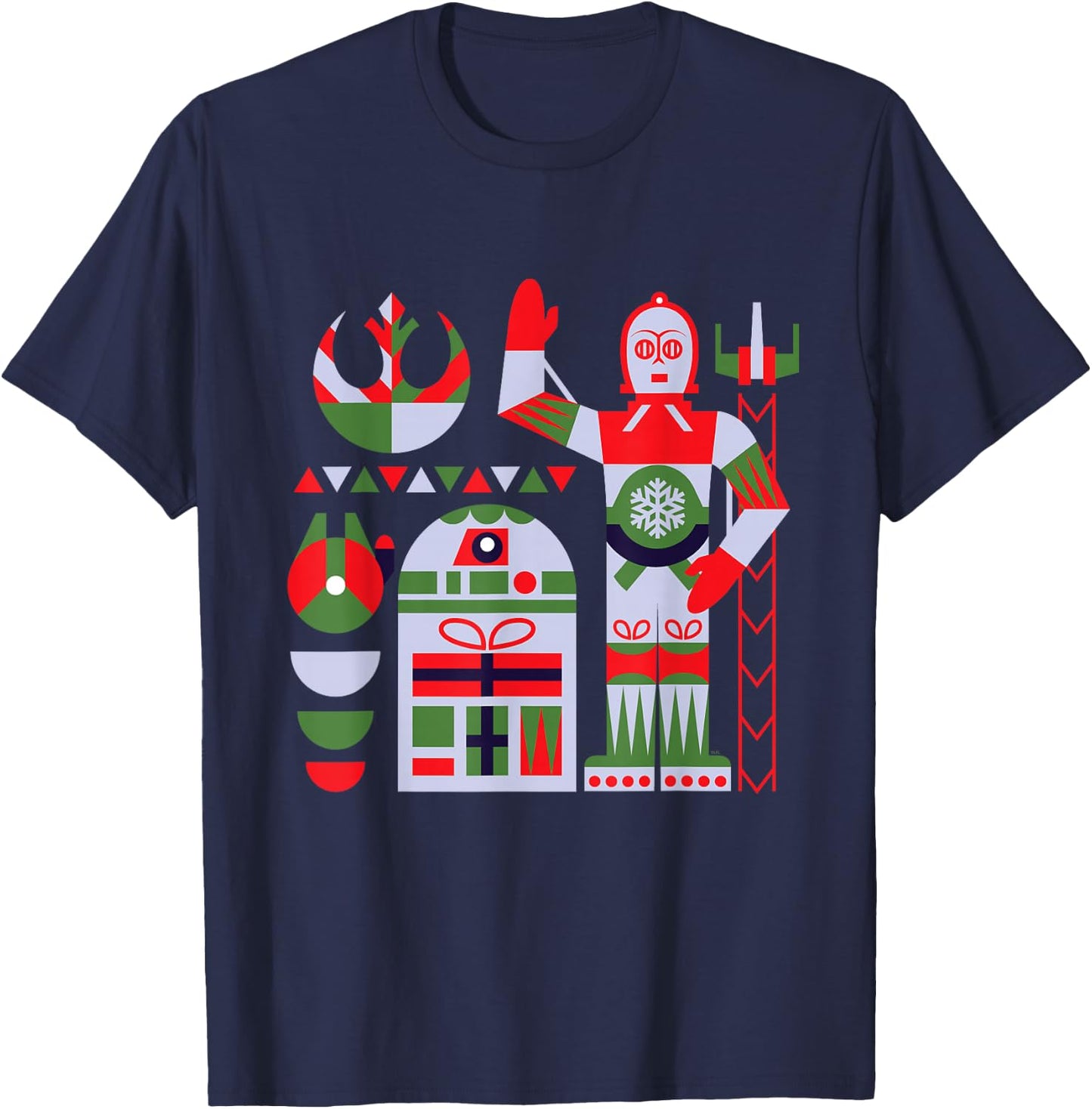 Star Wars R2-D2 and C-3PO Holiday Droids Rebel Christmas T-Shirt - T-Shirt | Navy