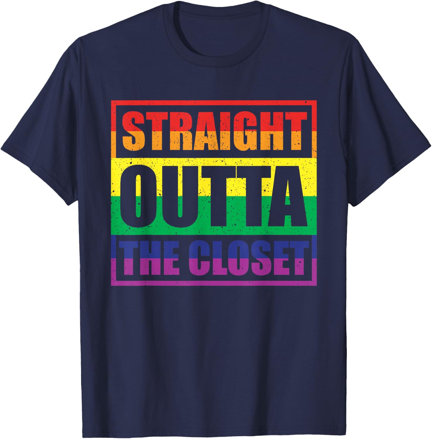 Straight Outta The Closet Gay Pride Ally LGBTQ Men Women T-Shirt - T-Shirt | Navy