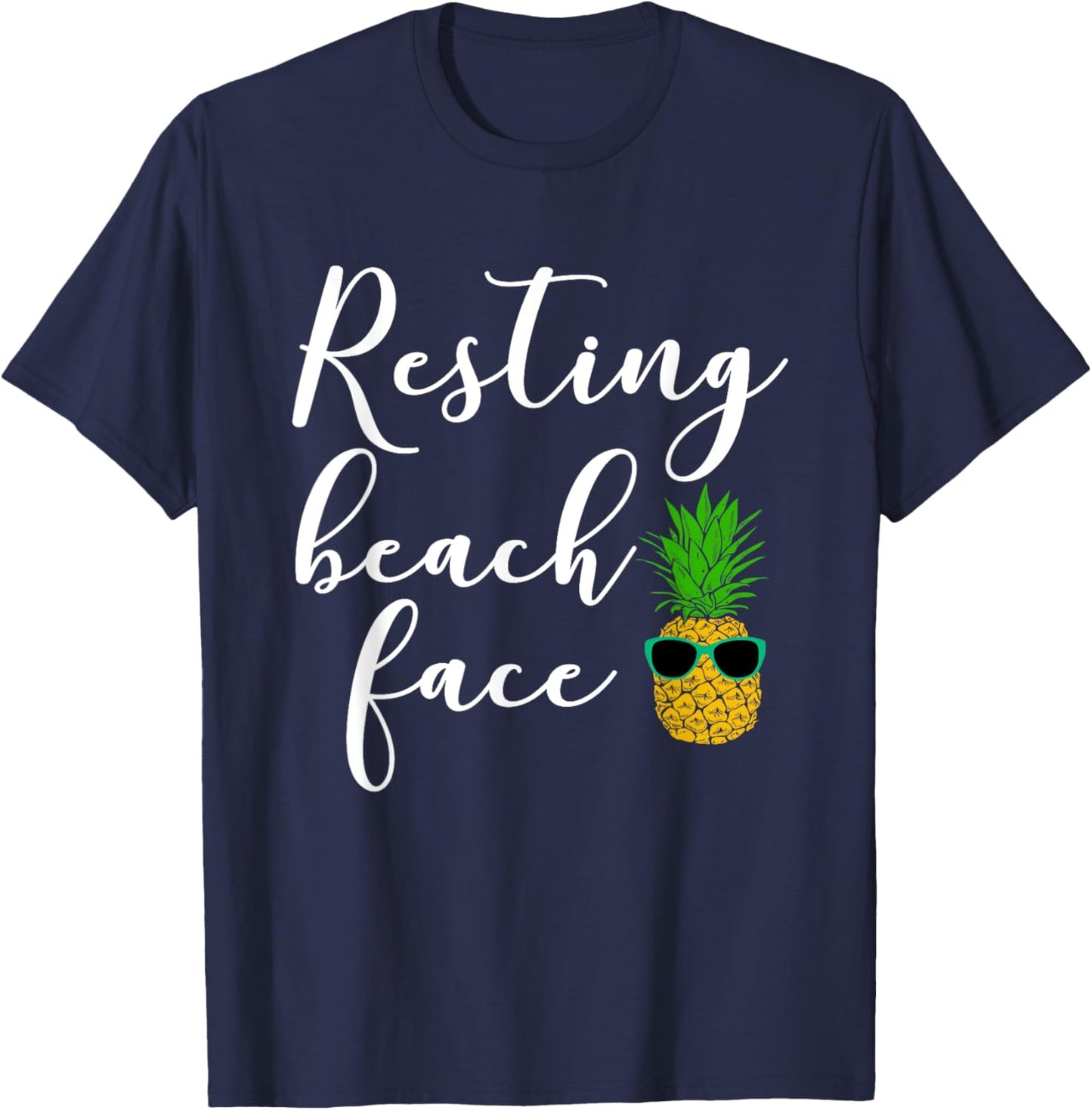 Resting Beach Face Funny Pineaple T-Shirt - T-Shirt | Navy