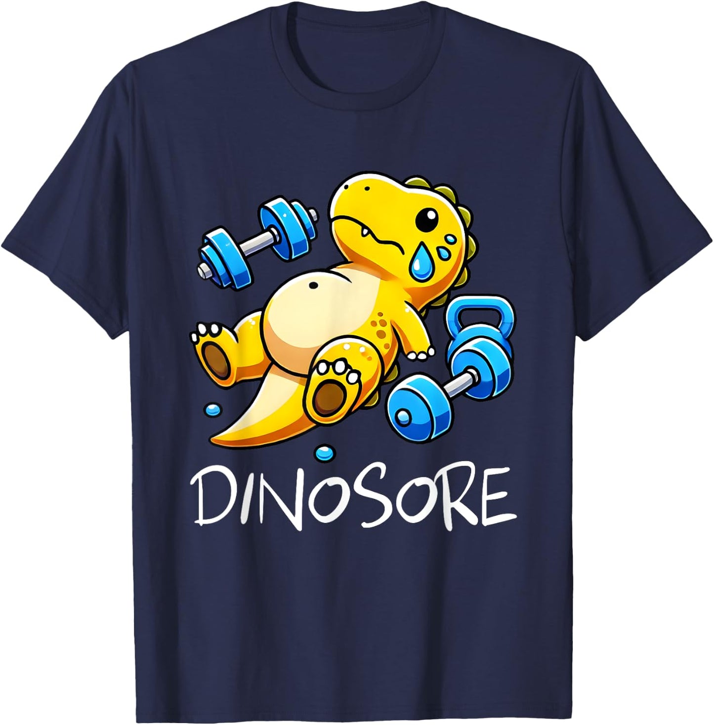Funny Cute Dinosaur Workout Gym Fitness Weightlifting Gift T-Shirt - T-Shirt | Navy