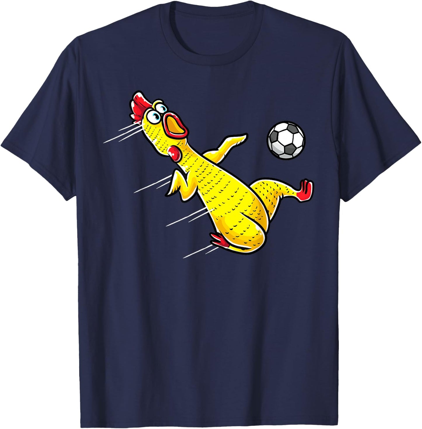 Funny Rubber Chicken With Soccer Sports Men Kids T-Shirt - T-Shirt | Navy