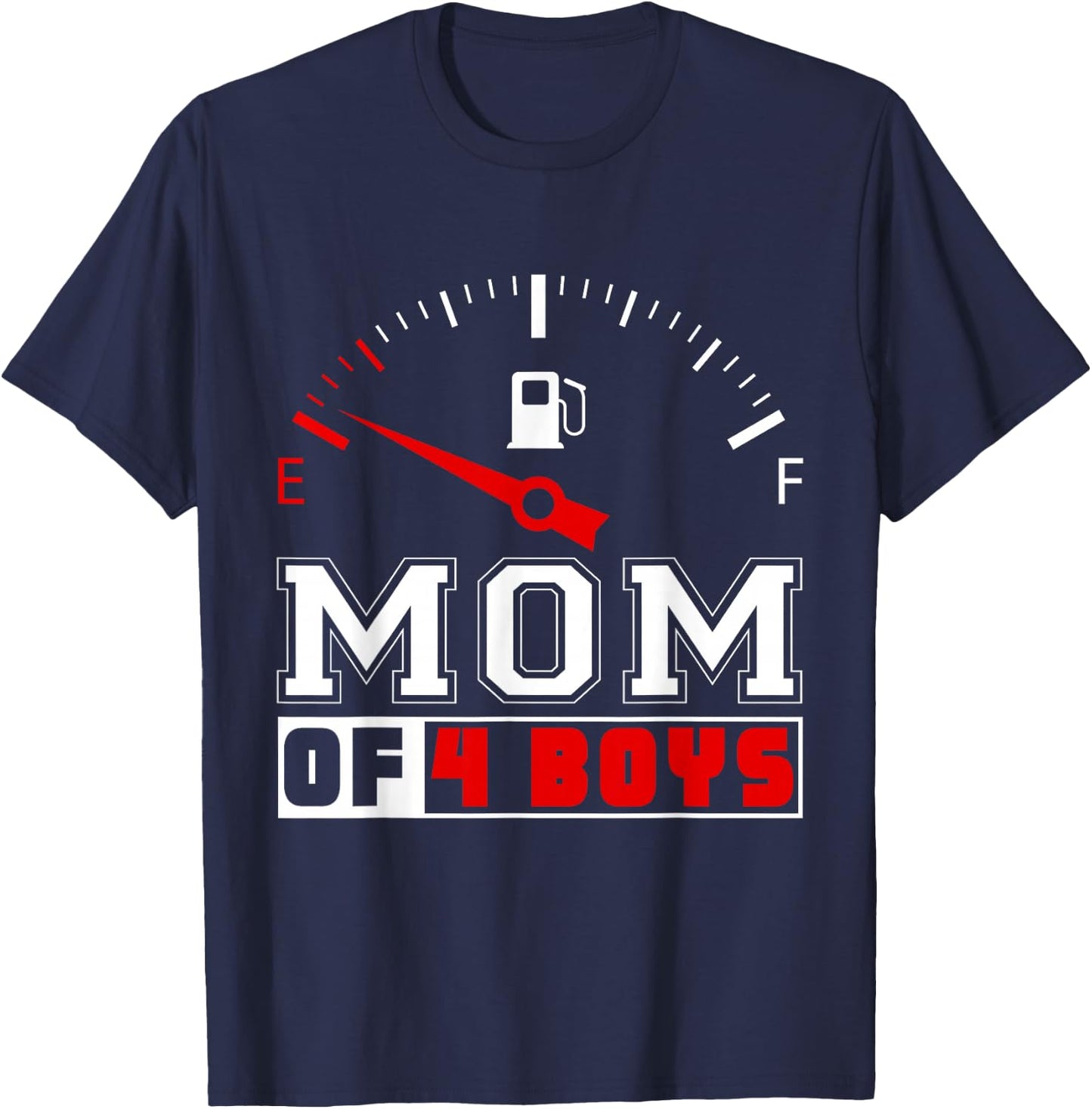 Funny Mom Of Four Boys Sons Mommy Mother Happy Mothers Day T-Shirt - T-Shirt | Navy