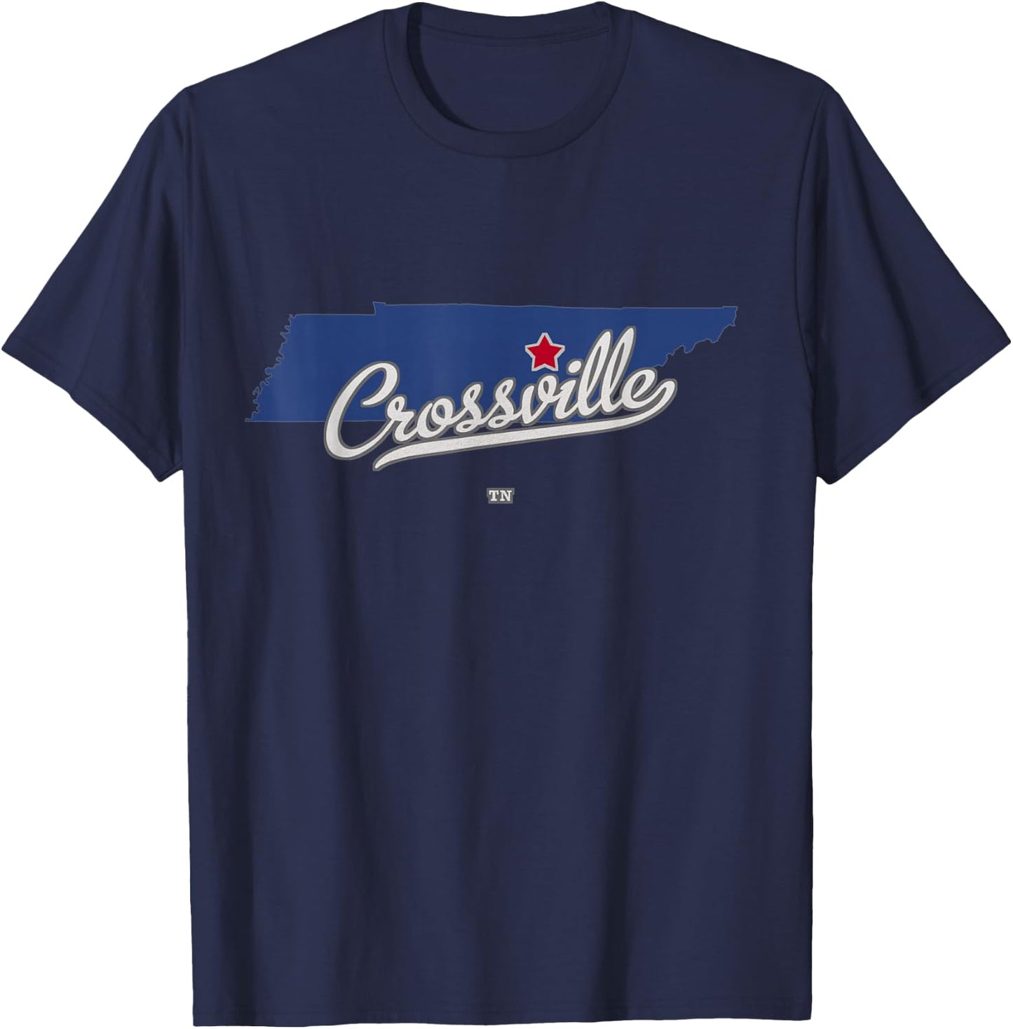 Crossville Tennessee TN Map T-Shirt - T-Shirt | Navy
