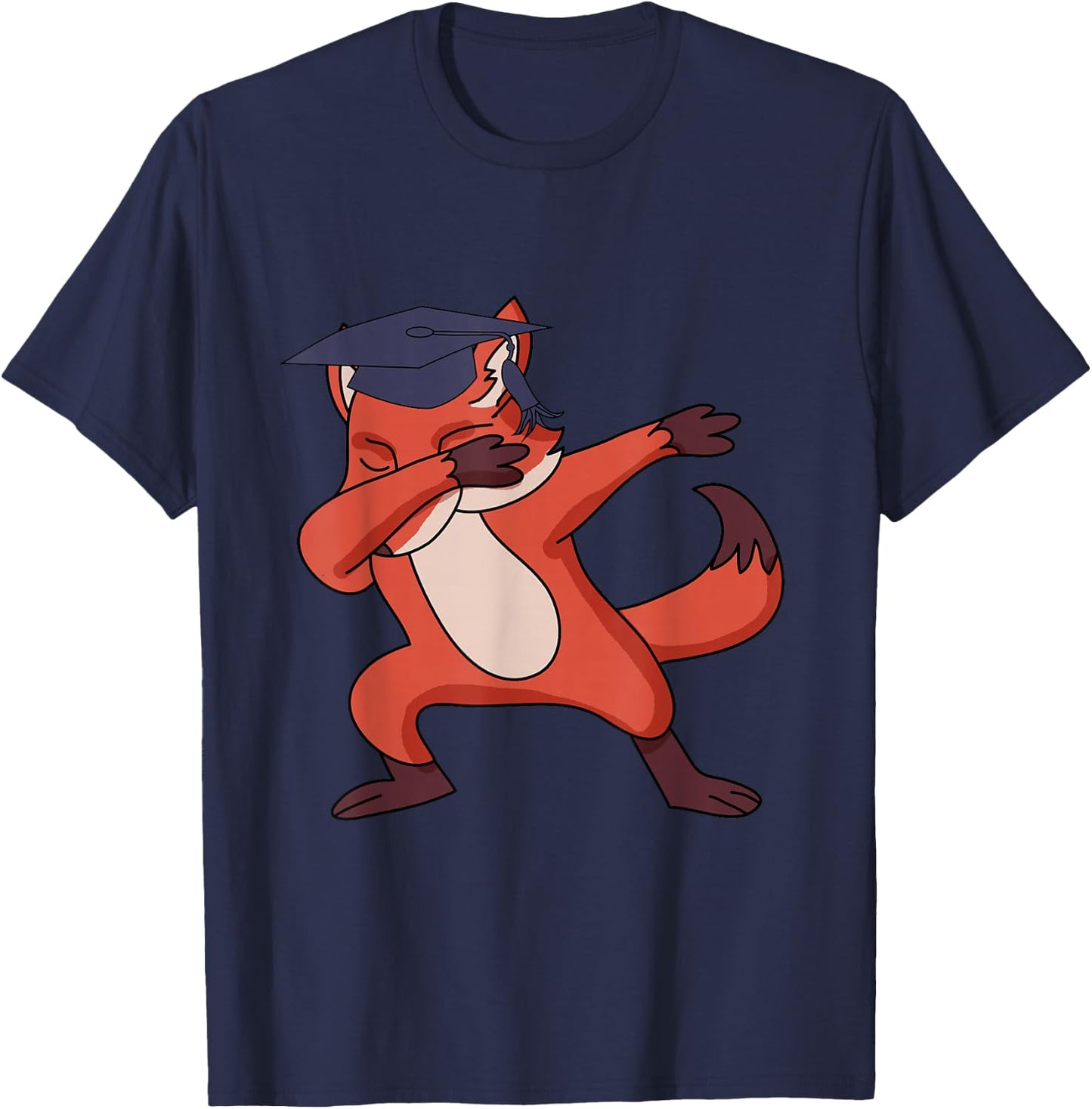Dabbing Graduate Fox - Funny Graduation Animal Shirt T-Shirt - T-Shirt | Navy