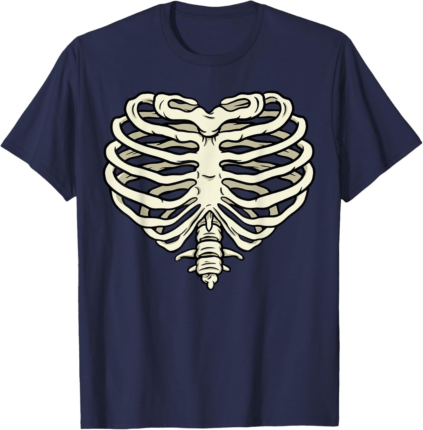 Heart Rib Cage Skeleton Bone T-Shirt - T-Shirt | Navy