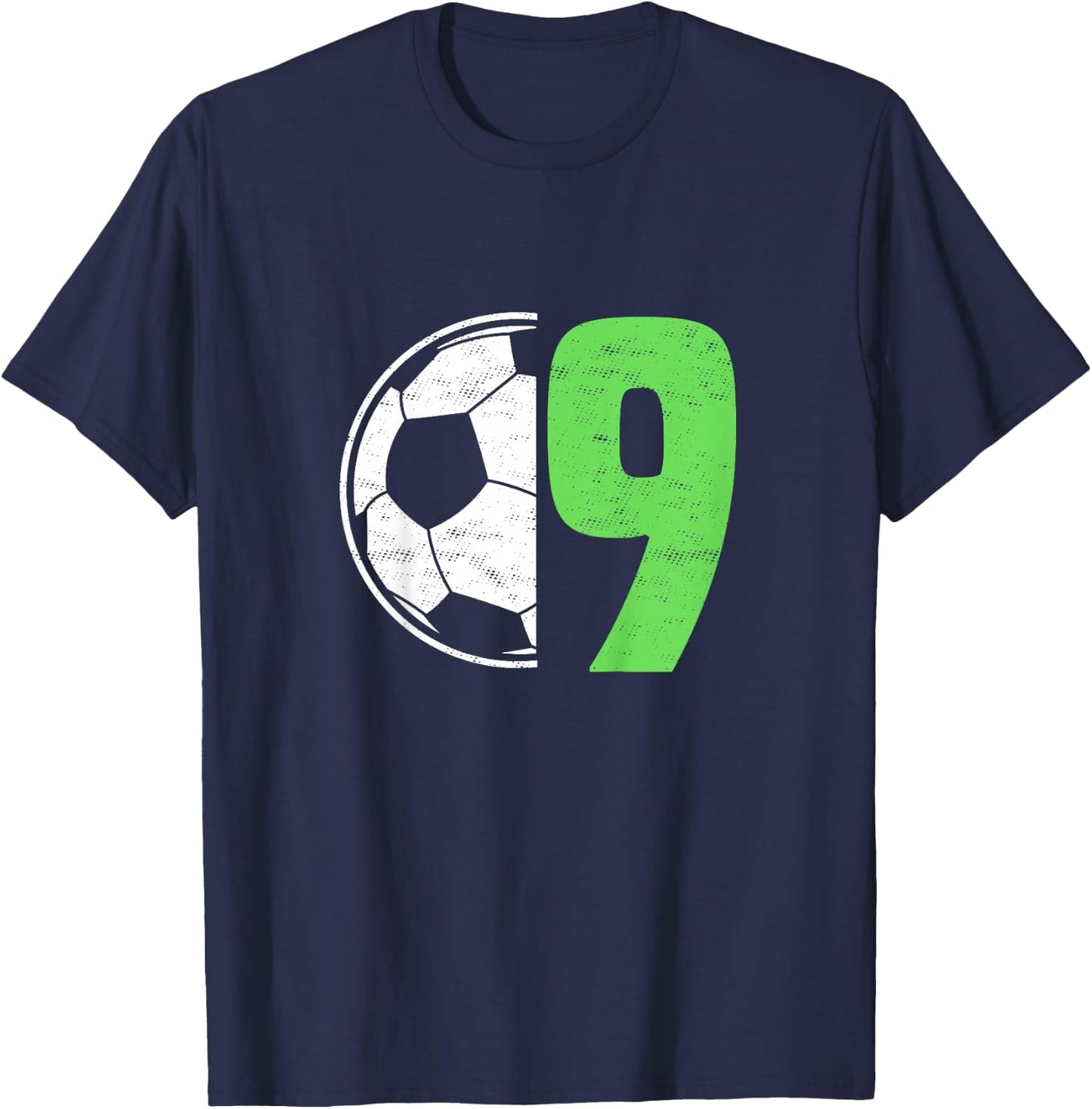 Kids Nine 9 Year Old 9th Birthday Present Soccer Ball 9 Yr Old T-Shirt - T-Shirt | Navy
