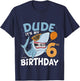 Kids Dude it's my 6th Birthday - Fun Shark 6th Birthday Boy T-Shirt - T-Shirt | Navy