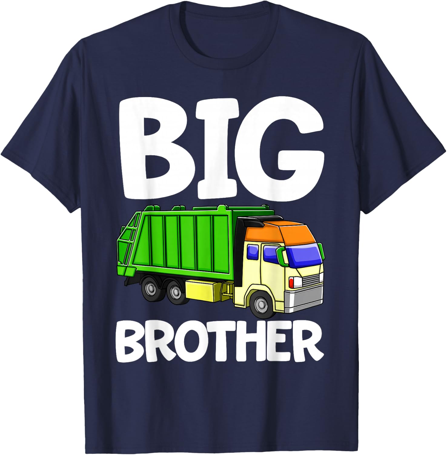 Garbage Truck Big Brother Party Shirt Kids Gift Funny T-Shirt - T-Shirt | Navy