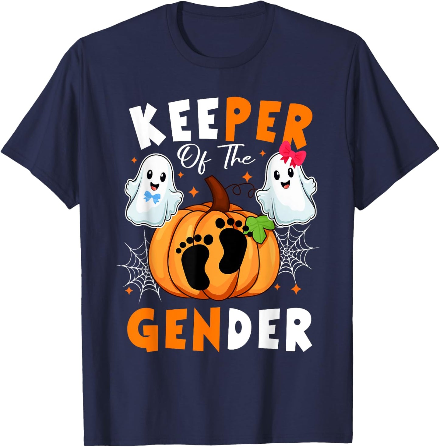 Keeper of the Gender Reveal Baby Halloween Thanksgiving T-Shirt - T-Shirt | Navy