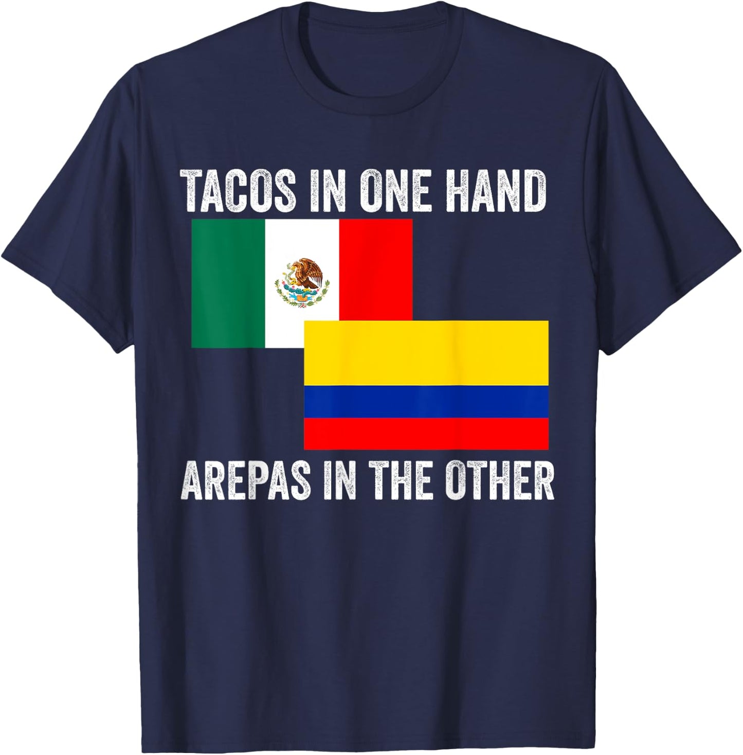 Half Colombian Half Mexican Flag 1/2 Heritage Pride T-Shirt - T-Shirt | Navy