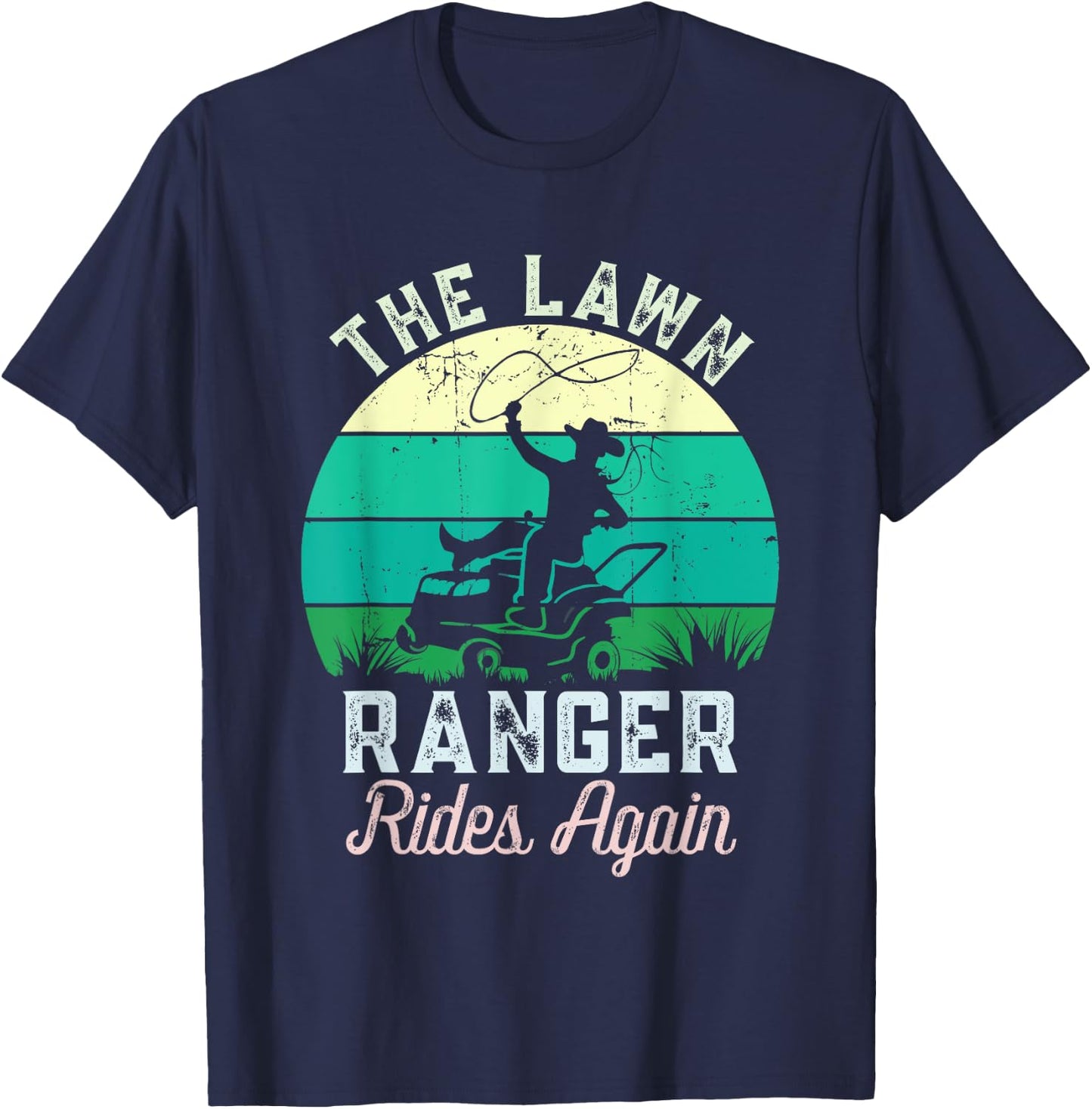 Lawn Life Styles Creations -Adults, Kids Funny Lawn Caretaker Lawnmower T-Shirt - T-Shirt | Navy