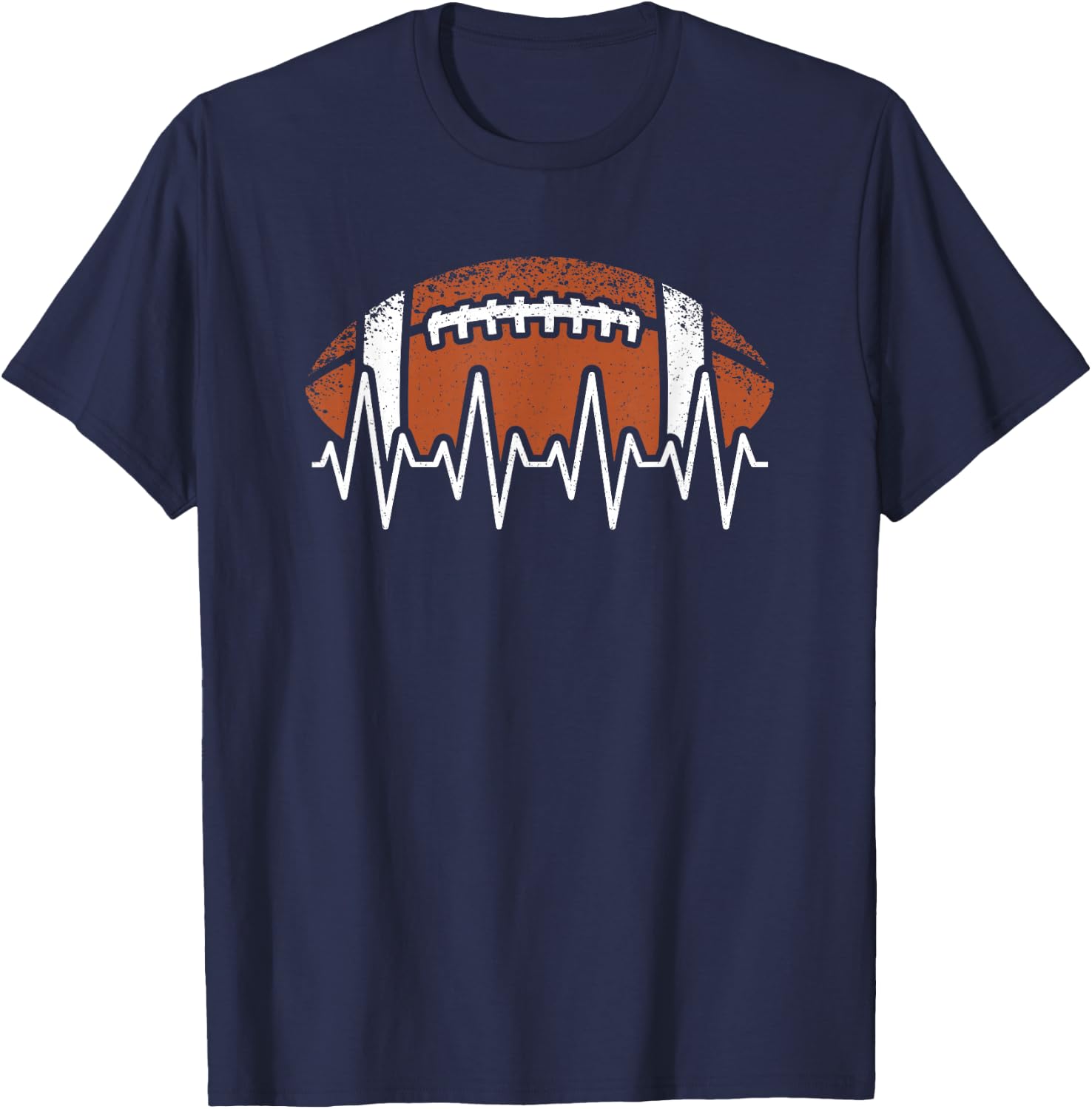 Vintage American Football Heartbeat Men Women Kids T-Shirt - T-Shirt | Navy