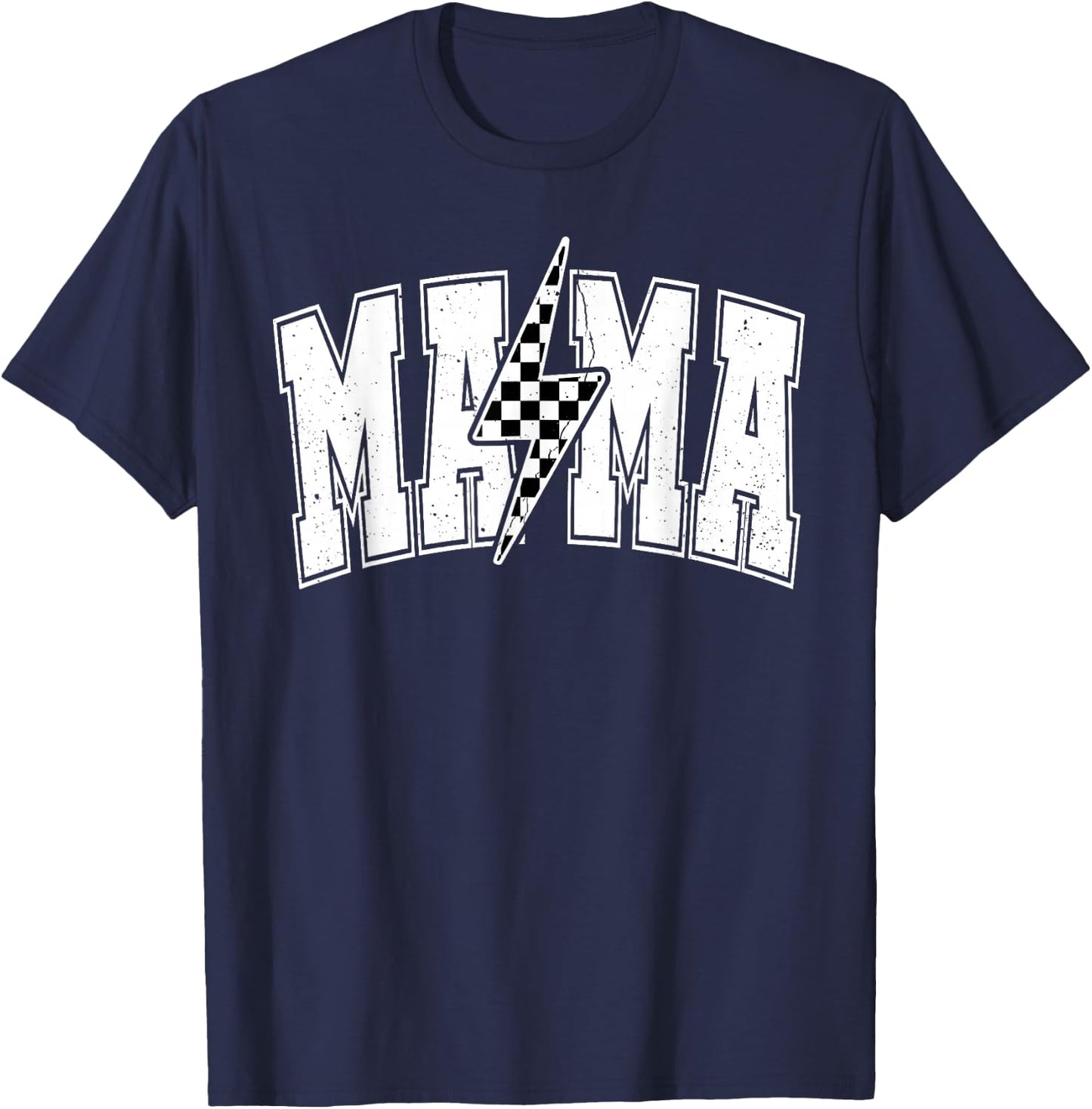 Mama Lightning Bolt Checkered Mother's Day Varsity For Mom T-Shirt - T-Shirt | Navy