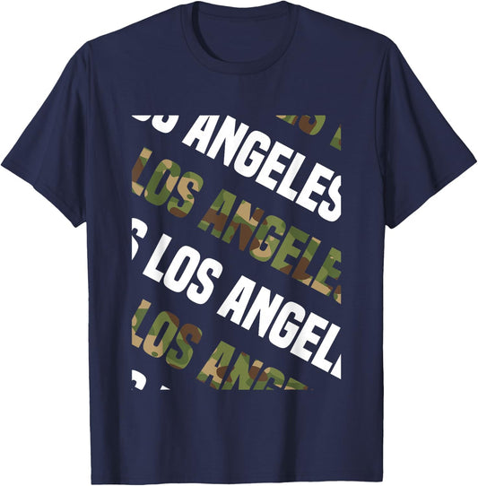 Los Angeles Camo Pattern Green Camouflage T-Shirt - T-Shirt | Navy