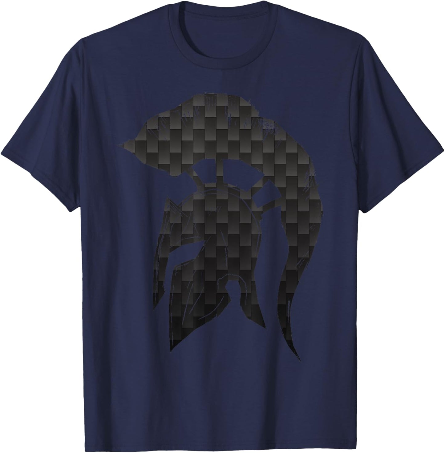 Spartan Helmet Warrior Trojan Warrior Carbon Pattern gym T-Shirt - T-Shirt | Navy