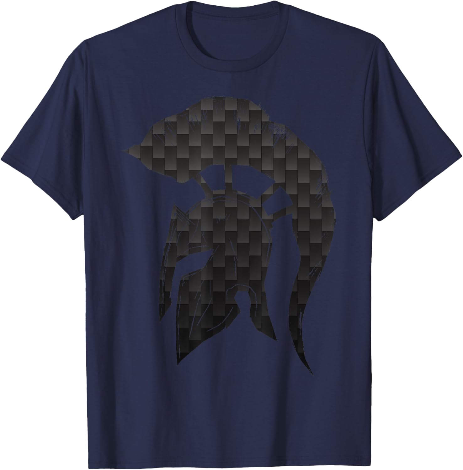 Spartan Helmet Warrior Trojan Warrior Carbon Pattern gym T-Shirt - T-Shirt | Navy