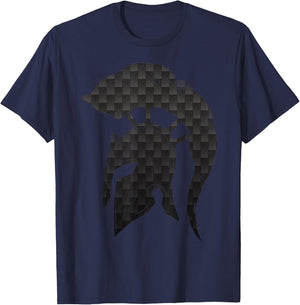 Spartan Helmet Warrior Trojan Warrior Carbon Pattern gym T-Shirt - T-Shirt | Navy
