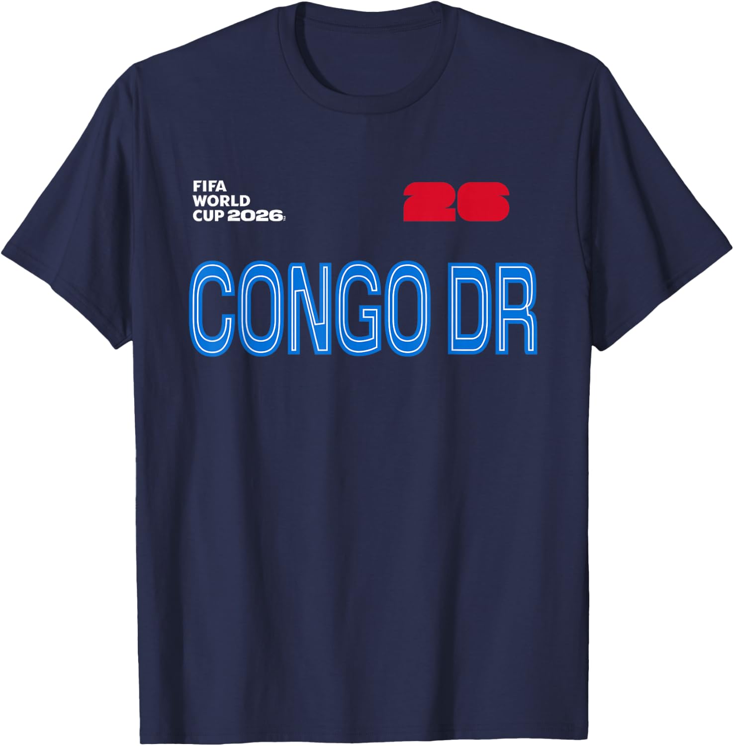 FIFA World CUP26 Congo DR Outline Graphic T-Shirt - T-Shirt | Navy