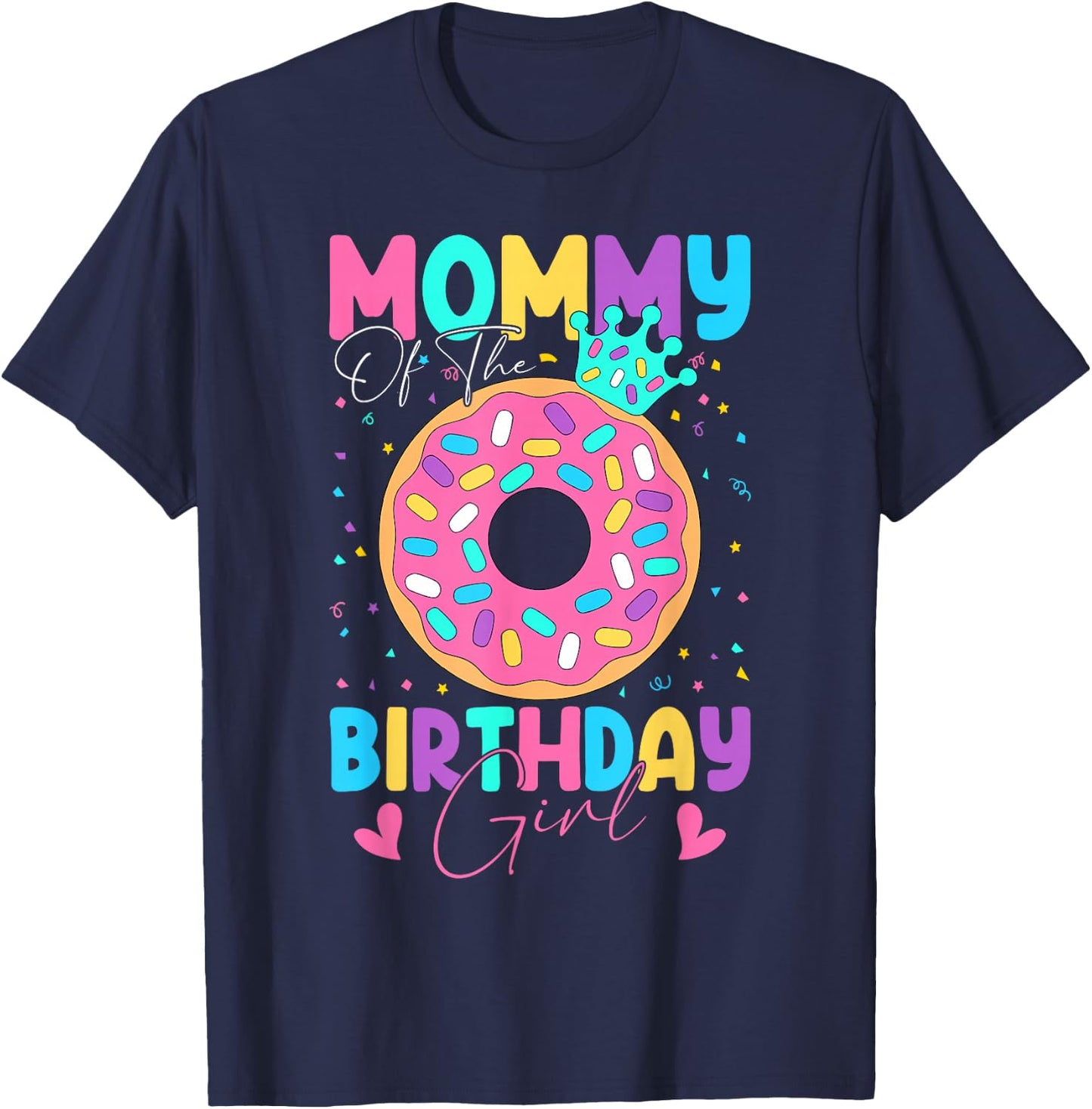 Mommy Of The Birthday Girl Donut Doughnut Matching Family T-Shirt - T-Shirt | Navy
