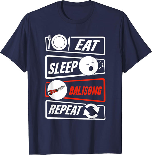 Balisong Knife Batangas Butterfly Folding Pocketknife T-Shirt - T-Shirt | Navy