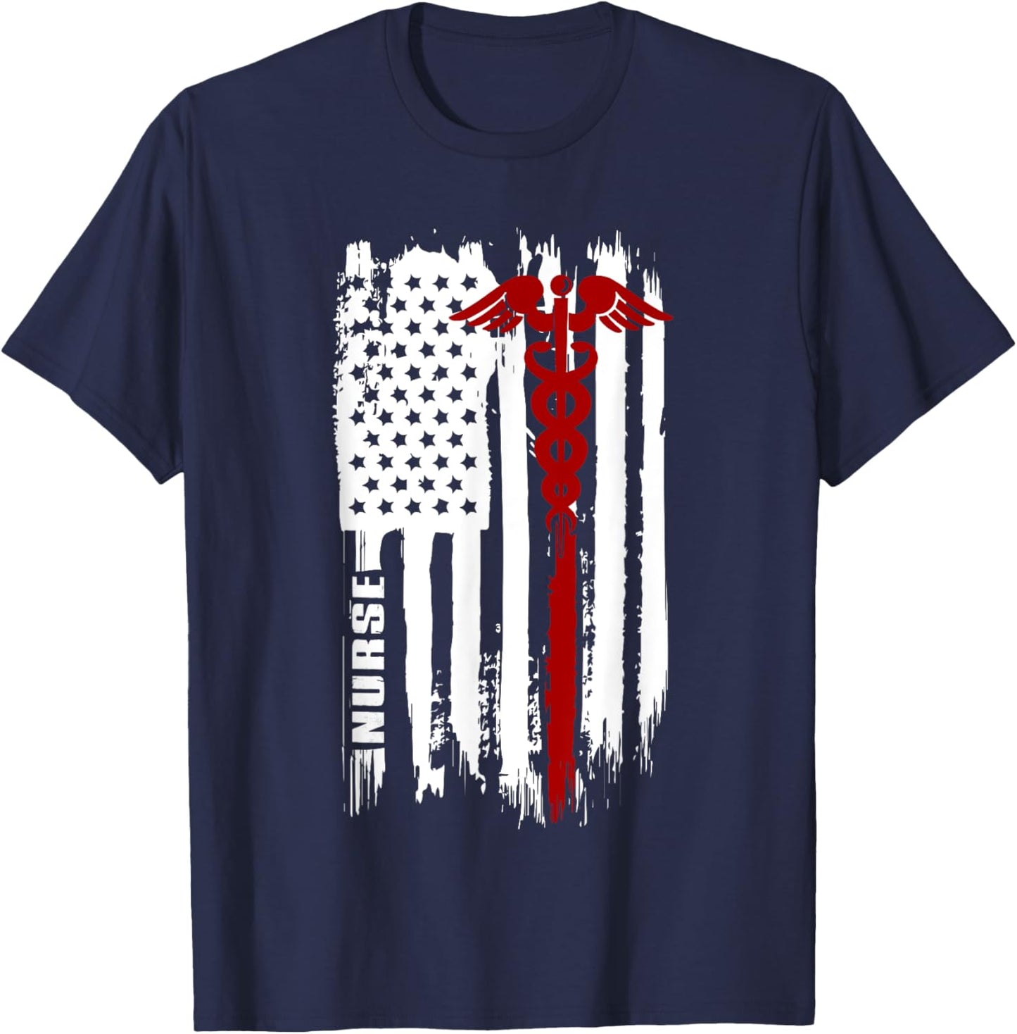 American Flag Nurse | USA Nurses Gift T-Shirt - T-Shirt | Navy