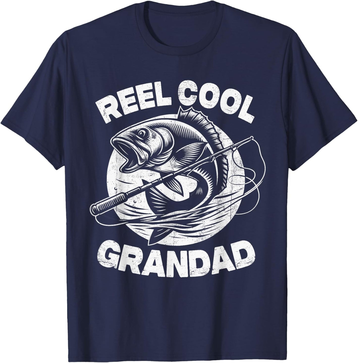 Reel Cool Grandad Fishing Father's Day Fisherman Fish T-Shirt - T-Shirt | Navy