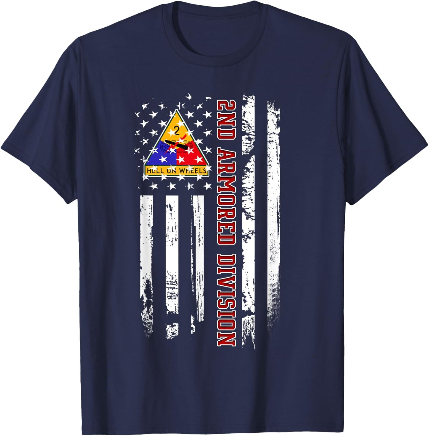 2nd Armored Division American Flag Military Veteran Day Papa T-Shirt - T-Shirt | Navy