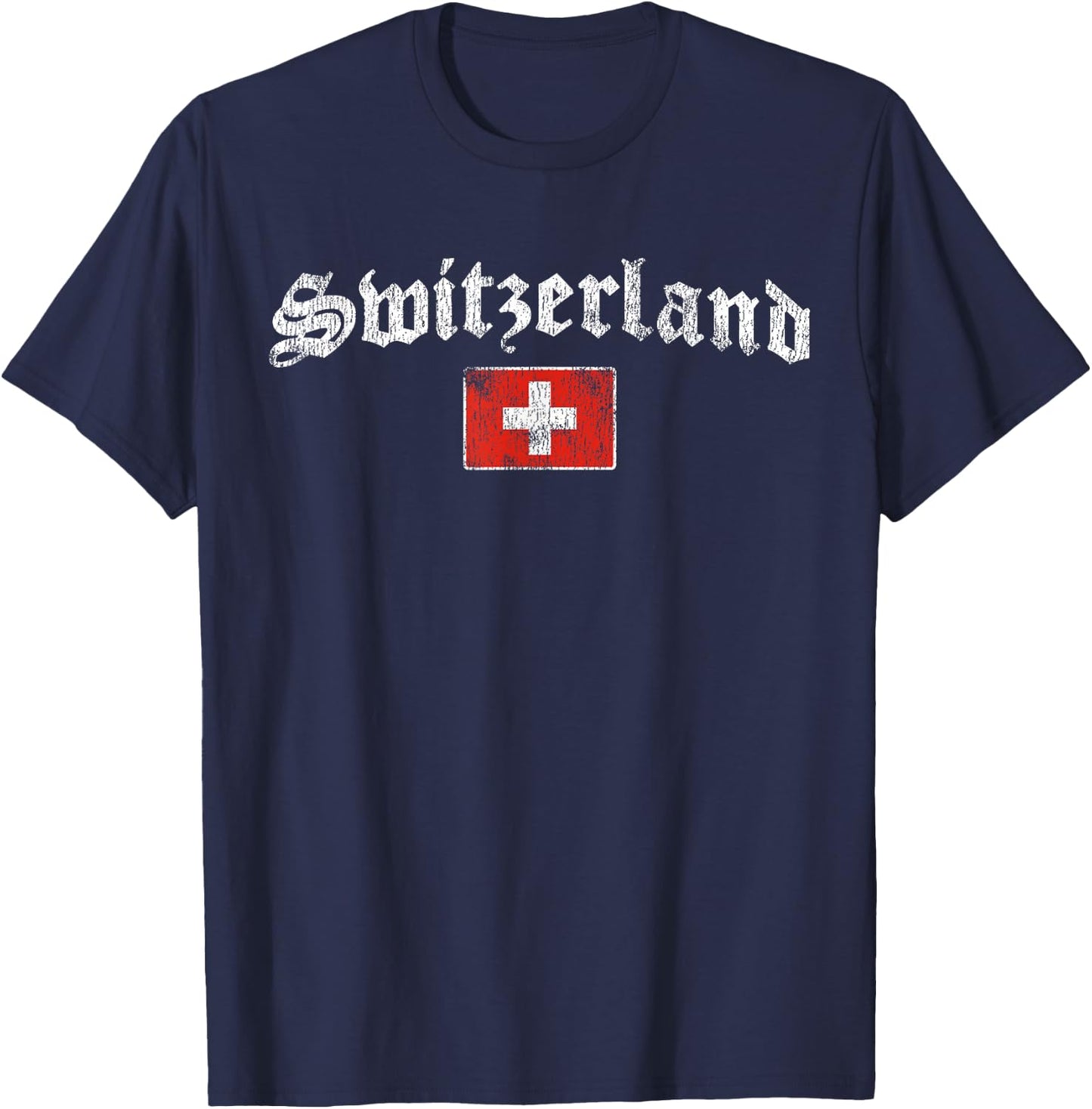 Retro Swiss Flag of Switzerland Souvenir Women Kids T-Shirt - T-Shirt | Navy