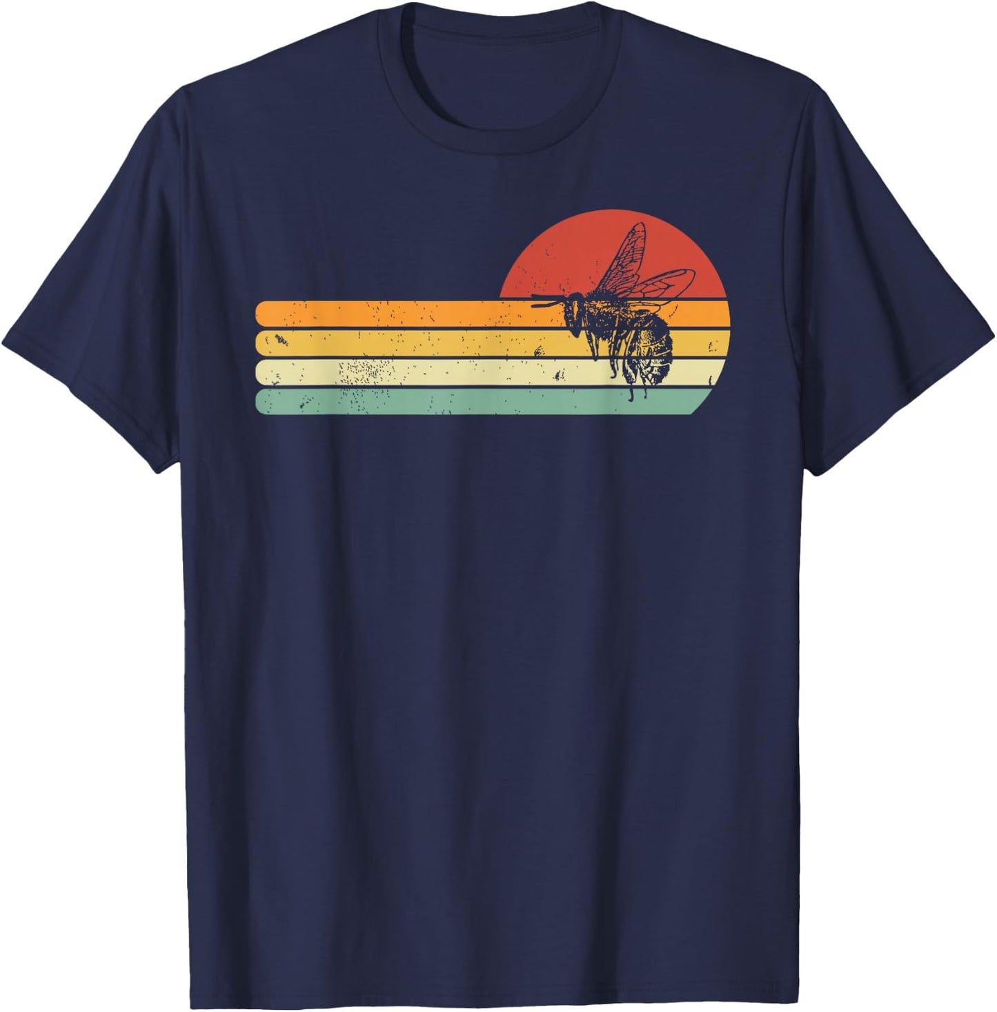 Colorful Beekeeper Honey Bee Farm Retro Beekeeping T-Shirt - T-Shirt | Navy
