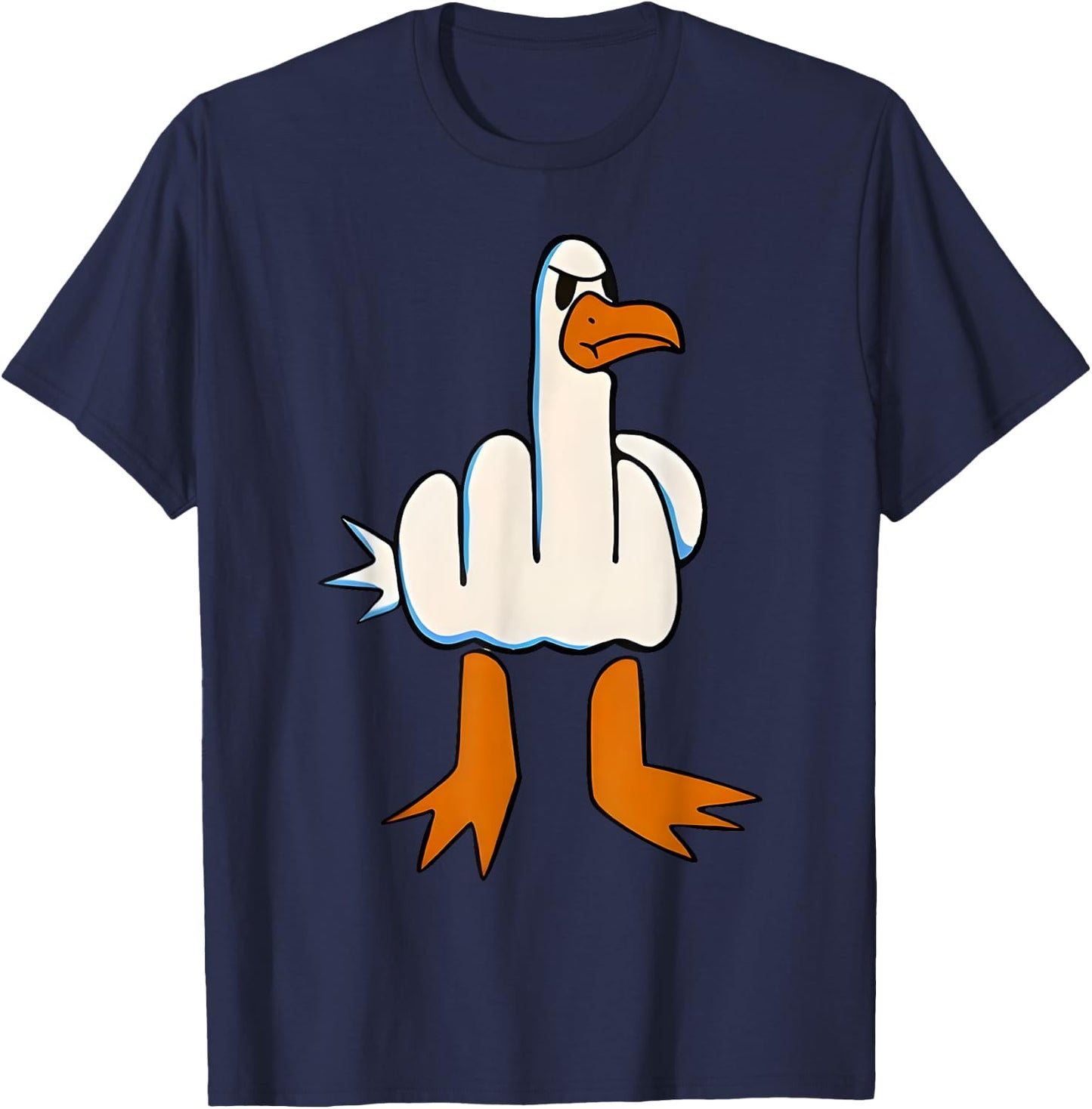 I Don't Give A Duck Middle Finger Funny Offensive Rude Duck T-Shirt - T-Shirt | Navy