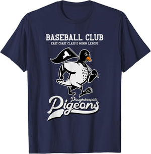 Poughkeepsie Pigeons Retro Minor League Baseball Team T-Shirt - T-Shirt | Navy