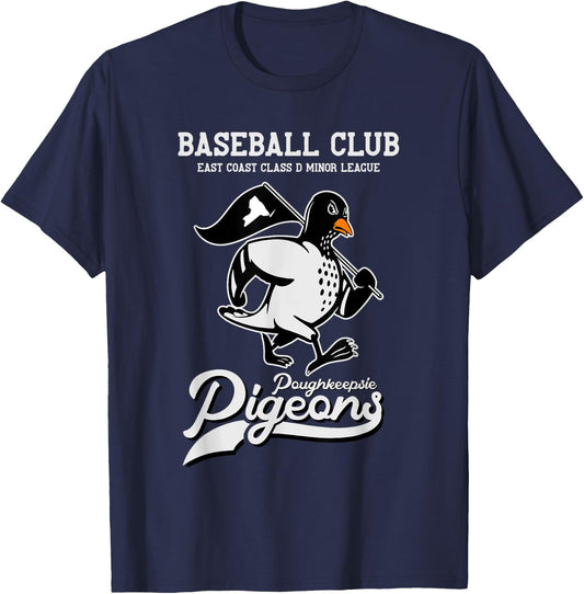 Poughkeepsie Pigeons Retro Minor League Baseball Team T-Shirt - T-Shirt | Navy